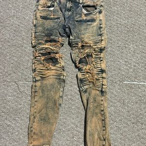 golden/green black premium skinny flex jeans. size 30/30